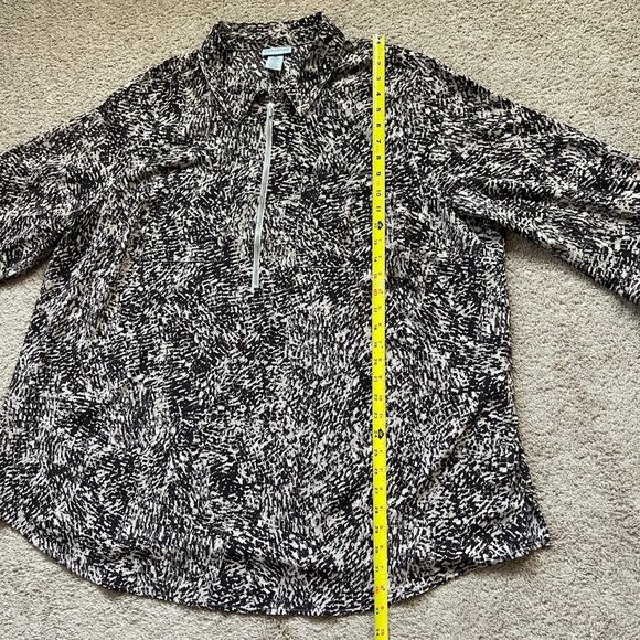 Catherines Plus Size 2X/22W/24W Zip Brown Animal Print Lightweight Airy Tunic - Picture 5 of 9